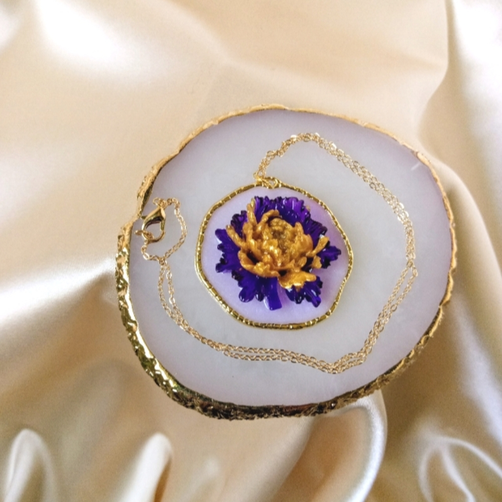 Handmade resin flower pendant